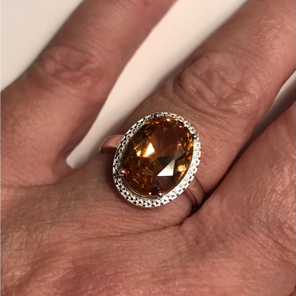 Morganite Stamped 925 Stamped Sterling Ring 111$